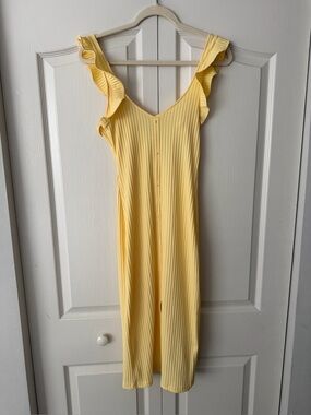 Zara Yellow Ruffle Strap Midi Dress